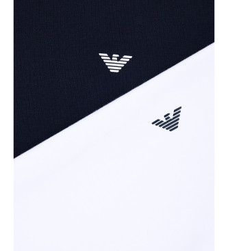 Emporio Armani Lot de 2 T-shirts en maille Endurance marine, blanc
