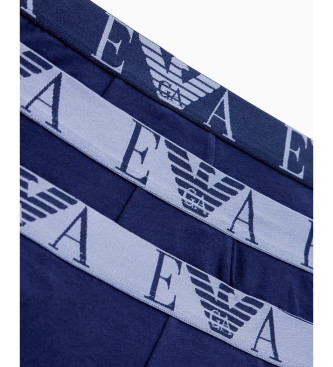 Emporio Armani Lot de 3 caleons monogramms marine