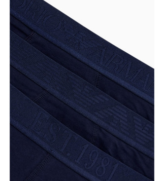 Emporio Armani Lot de 3 caleons boxer bleu marine avec logo brillant