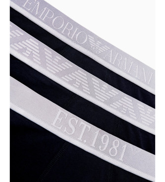 Emporio Armani Lot de 3 boxers Logoband brillants noirs