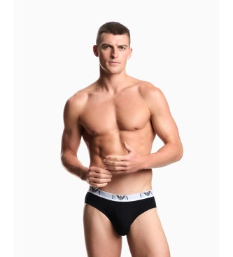 Emporio Armani Set om 3 svarta trosor i bomullsstretch