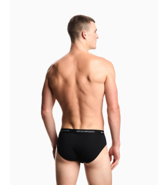 Emporio Armani Lot de 3 slips noirs en maille extensible