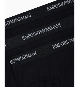 Emporio Armani Lot de 3 slips noirs en maille extensible