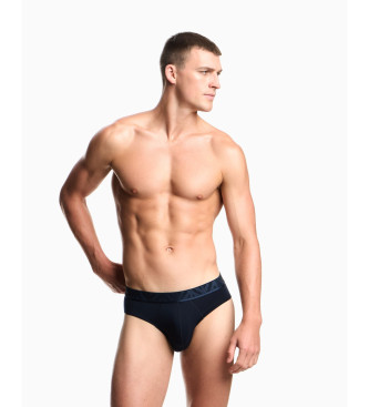 Emporio Armani Lot de 3 slips  logo brillant marine