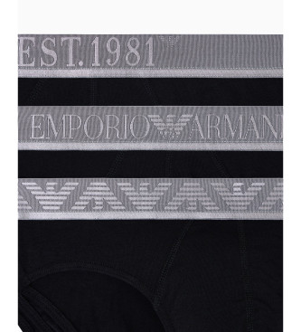 Emporio Armani Set 3 Black Shiny Logo Briefs