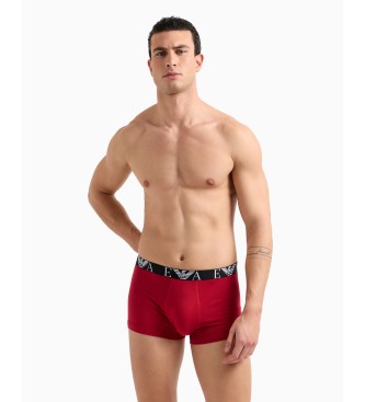 Emporio Armani Conjunto de 3 cuecas boxer com o logtipo do monograma vermelho, preto e branco