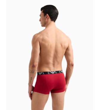 Emporio Armani Conjunto de 3 cuecas boxer com o logtipo do monograma vermelho, preto e branco