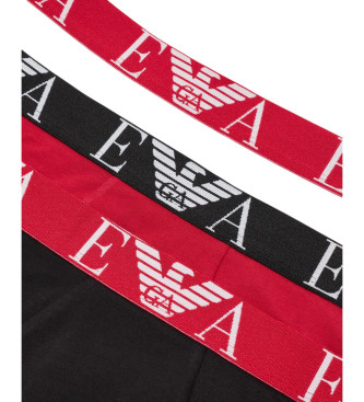 Emporio Armani Conjunto de 3 cuecas boxer com o logtipo do monograma vermelho, preto e branco