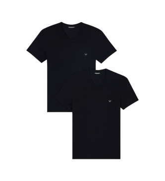 Emporio Armani Set de dos camisetas con cuello V negro