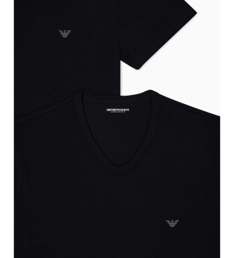 Emporio Armani Set de dos camisetas con cuello V negro