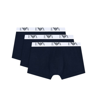 Emporio Armani Set de tres boxers con logotipo marino