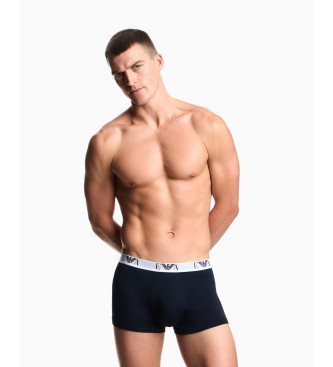 Emporio Armani Set de tres boxers con logotipo marino