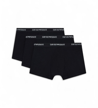 Emporio Armani Komplet treh črnih boksaric Stretch
