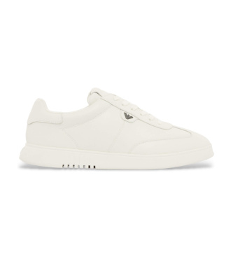 Emporio Armani Off-white eagle leather slippers