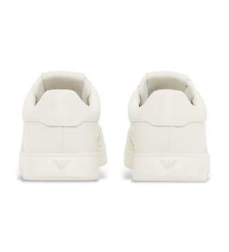 Emporio Armani Off-white eagle leather slippers