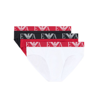 Emporio Armani Pack 3 Slips Deco blanco, rojo, negro