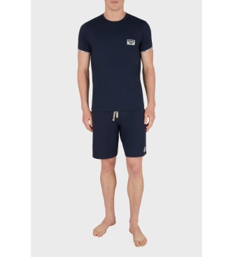 Emporio Armani T-shirt com tubagem em azul-marinho