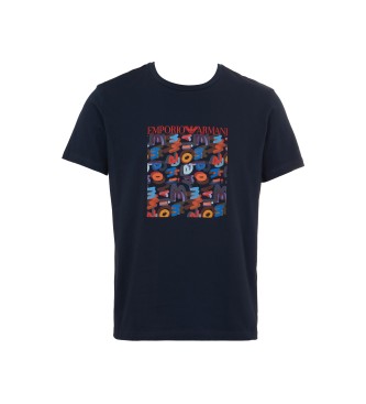 Emporio Armani T-shirt med tryck i marinbl frg