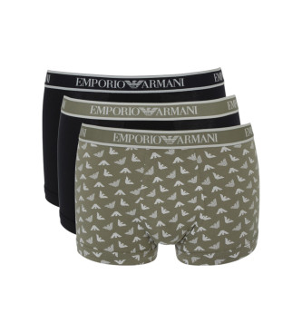 Emporio Armani Confezione da 3 Boxer Track verde, nero