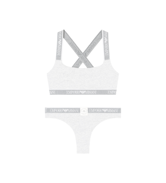 Emporio Armani Completo intimo grigio con logo iconico