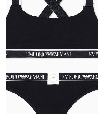 Emporio Armani Completo intimo nero con logo iconico