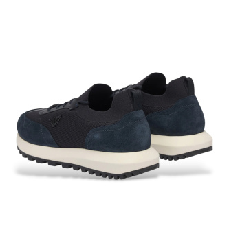 Emporio Armani Suede and mesh trainers with navy logo