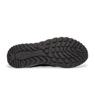 Emporio Armani Suede and mesh trainers with navy logo