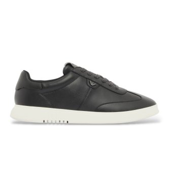 Emporio Armani Leather Sneakers with black eagle plate