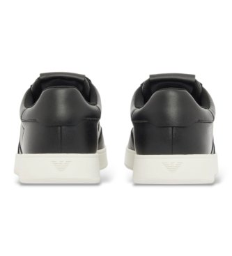 Emporio Armani Leather Sneakers with black eagle plate
