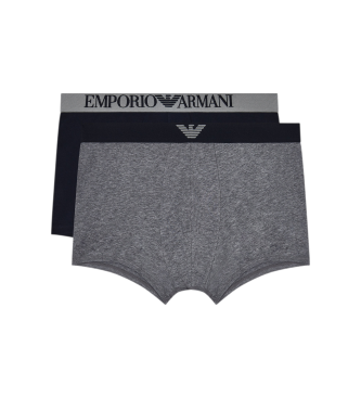 Emporio Armani Conjunto 2 Cal��es boxer cinzento, azul marinho