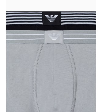 Emporio Armani Set med 2 boxerkalsonger i ekologisk trikå med grå, svart logotypetikett