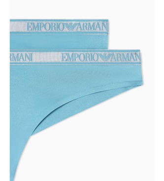 Emporio Armani Komplet 2 tangic Iconic iz mikrovlaken turkizna