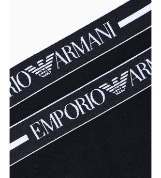 Emporio Armani Set 2 braguitas brasileñas de punto orgánico con banda con logotipo negro