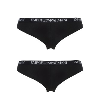 Emporio Armani Set di 2 mutandine brasiliane nere semplici