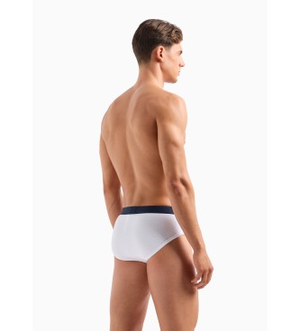 Emporio Armani PACOTE DE DUAS CALAS DE ALGODO CANTY SLIP PUSSY COM BANDA COM LOGTIPO NAVY, brancas