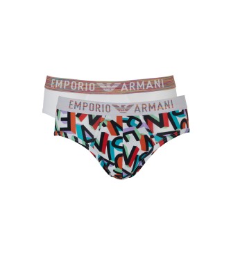 Emporio Armani Set di 2 slip con logo arcobaleno multicolore