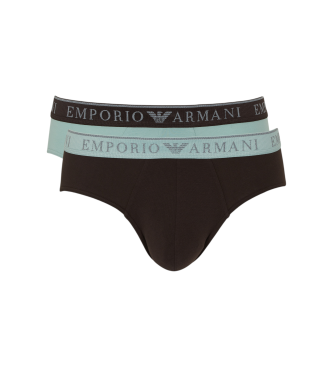 Emporio Armani Ensemble 2 slips simples marron, bleu