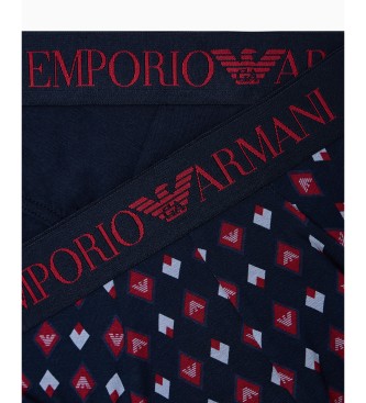 Emporio Armani Set di 2 slip, stampe miste, blu navy