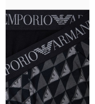 Emporio Armani Set di 2 slip, stampe miste, nero