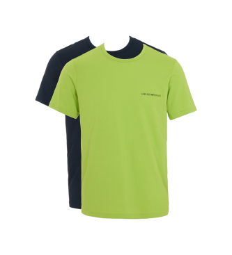 Emporio Armani Lot de 2 T-shirts col rond marine, vert