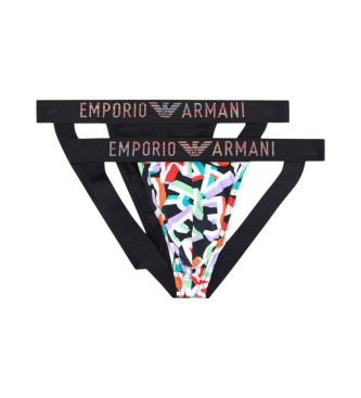 Emporio Armani 2er-Set Jockstraps mit mehrfarbigem Regenbogen-Logo 