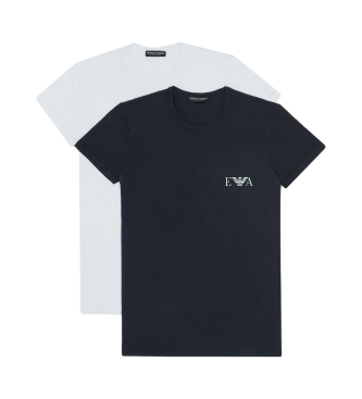 Emporio Armani St med 2 T-shirts Fedt monogram sort, hvid