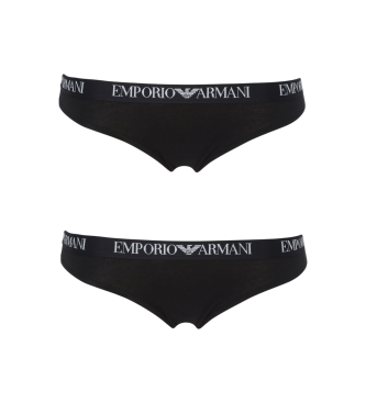 Emporio Armani Set di 2 perizomi neri Essential Cotton