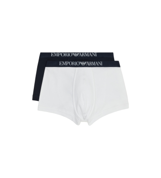 Emporio Armani PAK VAN TWEE KATOEN PANELED BODYWEAR PANTS MET LOGO STRIP wit, marineblauw