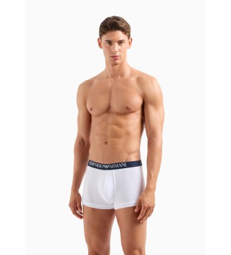 Emporio Armani PAK VAN TWEE KATOEN PANELED BODYWEAR PANTS MET LOGO STRIP wit, marineblauw