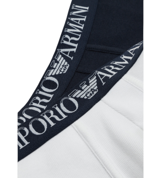 Emporio Armani PACK DE DEUX Pantalons de corps en coton avec bande logo blanc, marine