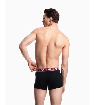 Emporio Armani Set di 3 boxer festivi neri, rossi