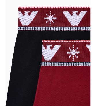 Emporio Armani Set di 3 boxer festivi neri, rossi