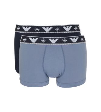 Emporio Armani Set di 3 boxer per le feste blu navy e blu