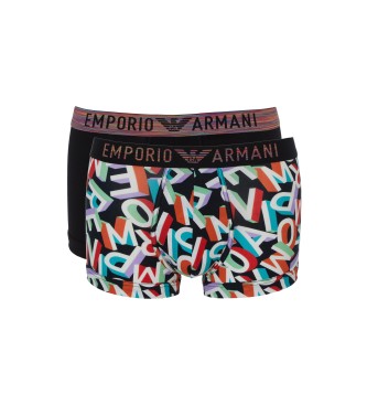 Emporio Armani Set di 2 boxer con logo arcobaleno multicolore 